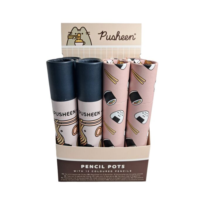 Pusheen the Cat Sushi Club Large Pencil Pot with 12 Colouring Pencils