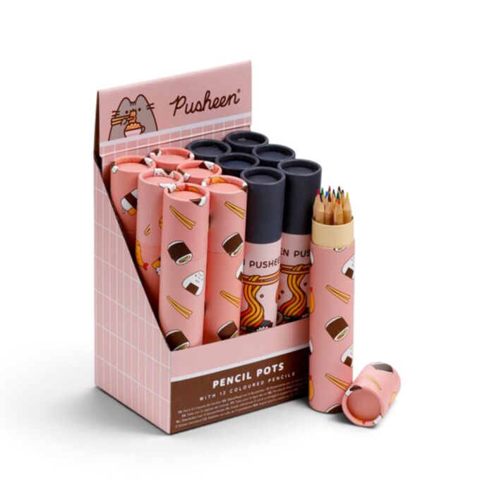 Pusheen the Cat Sushi Club Large Pencil Pot with 12 Colouring Pencils