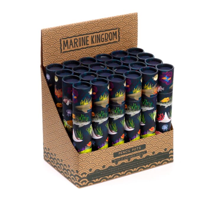 Marine Kingdom Large Pencil Pot with 12 Colouring Pencils