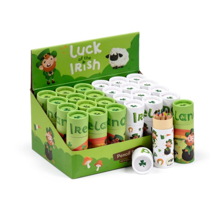 Luck of the Irish Ireland Pencil Pot with 12 Colouring Pencils