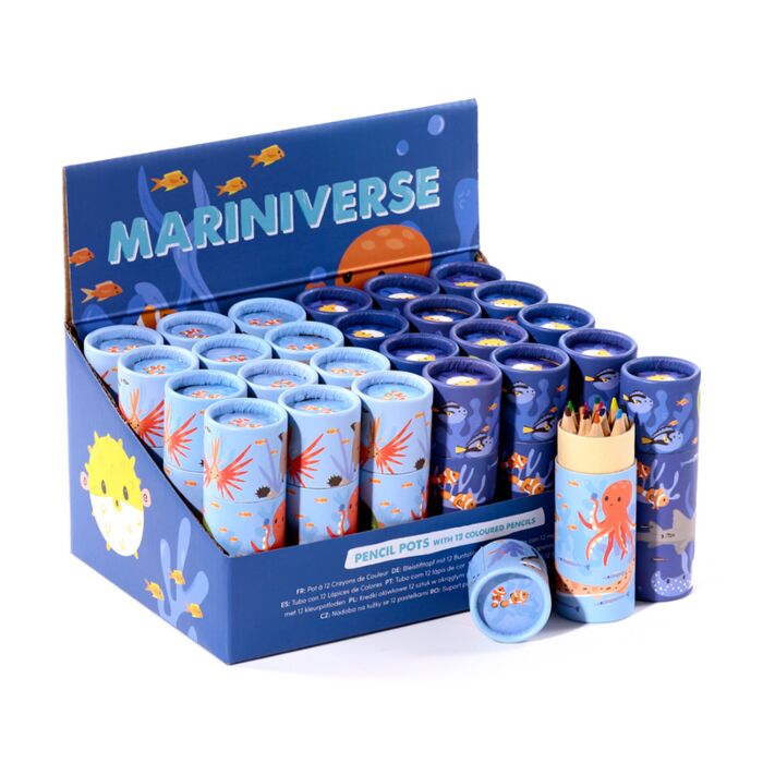 Mariniverse Pencil Pot with 12 Colouring Pencils