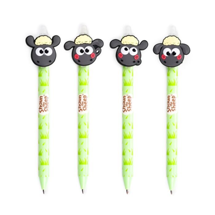 Shaun Pvc Set of 4 Kawaii Cute Shaun the Sheep Erasable Pens with PVC Topper
