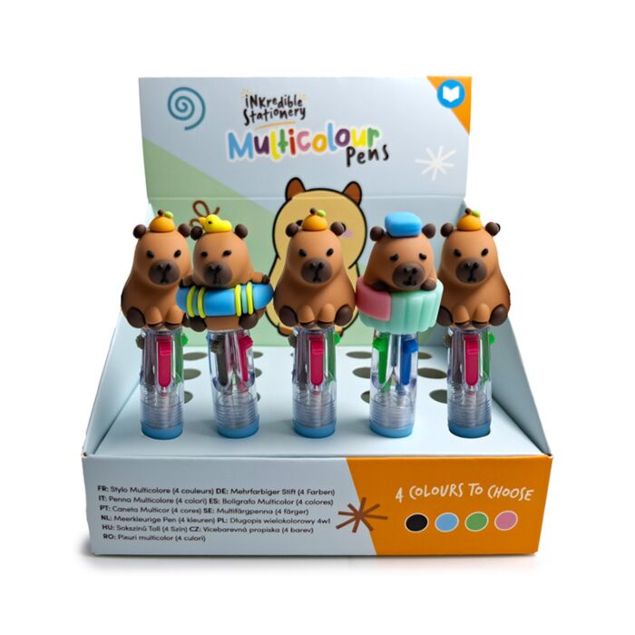 Capybara Multi Colour Pen with Topper (4 Colours)