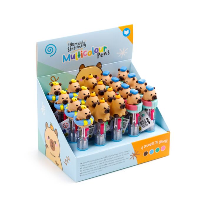 Capybara Multi Colour Pen with Topper (4 Colours)