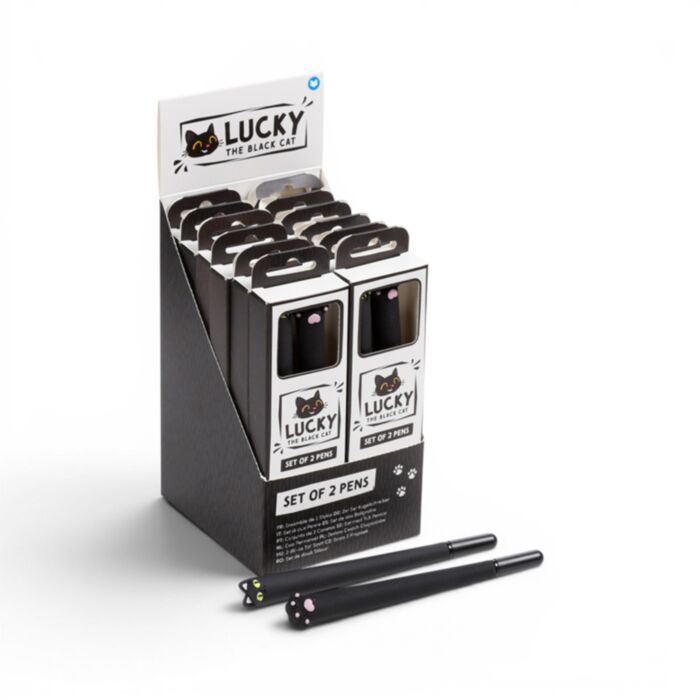 Lucky the Black Cat Set of 2 Fine Tip Pens
