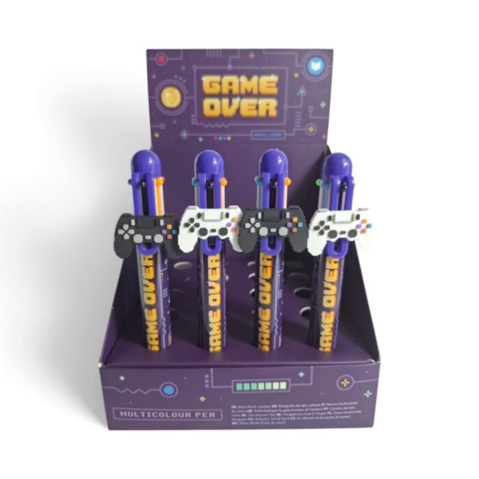 Game Over Multi Colour Pen with Charm (6 Colours)