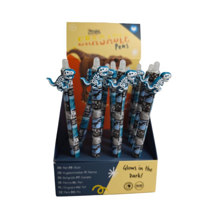 Glow in the Dark Dinosaur Skeleton Erasable Pen with PVC Topper