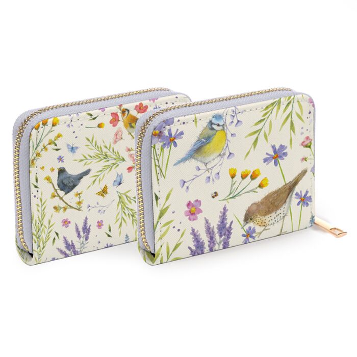Jan Pashley Wings & Wildflowers Zip Around Small Wallet Purse