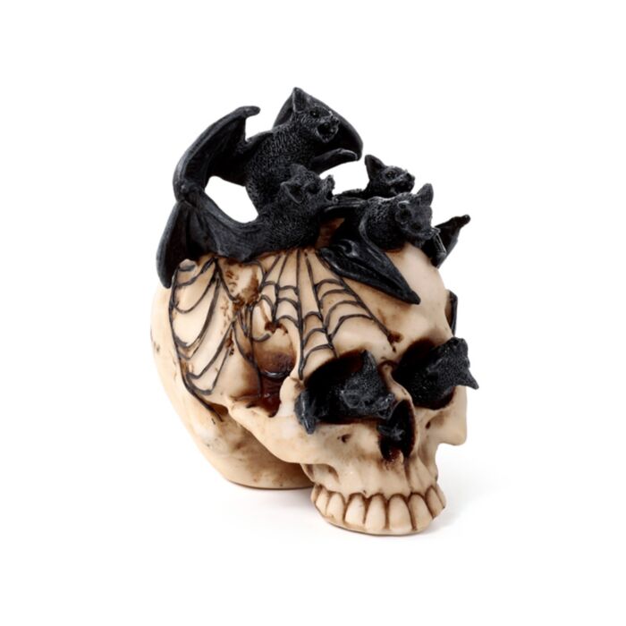 Skull with Bats Crawling Inside