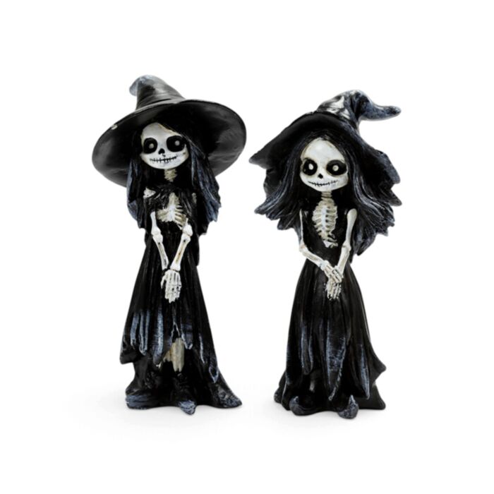 Skeleton Girl Standing Wearing Witches Hat