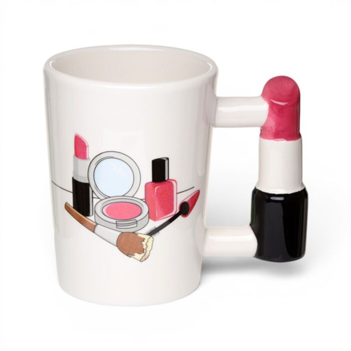 Lipstick Ceramic Shaped Handle Mug