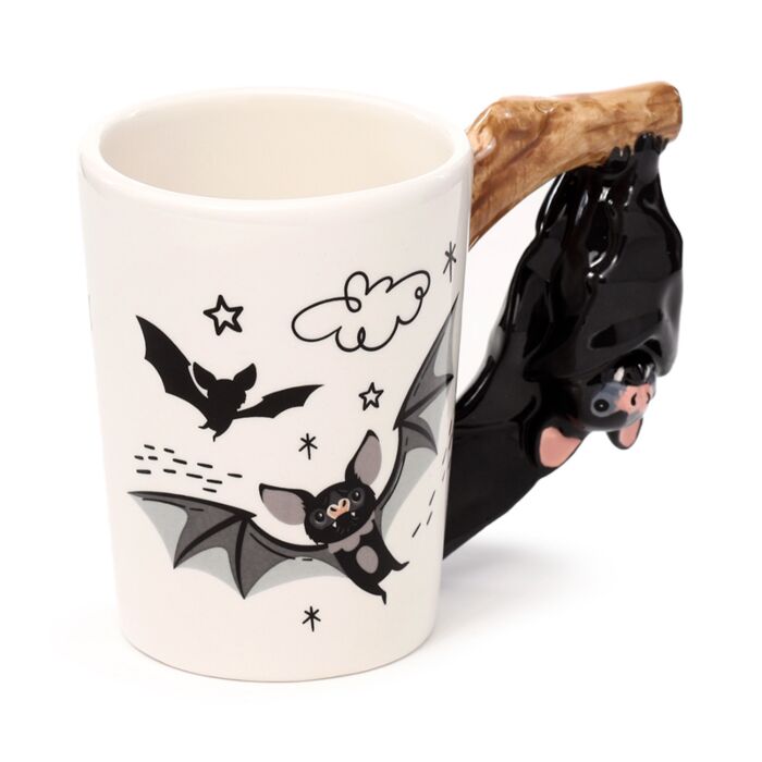 Bat Ceramic Shaped Handle Mug