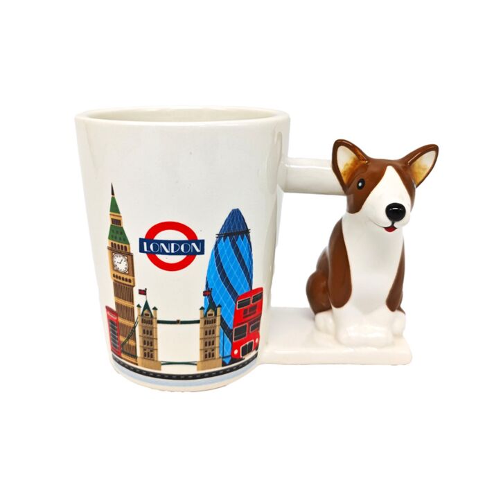 London Souvenir Corgi Ceramic Shaped Handle Mug