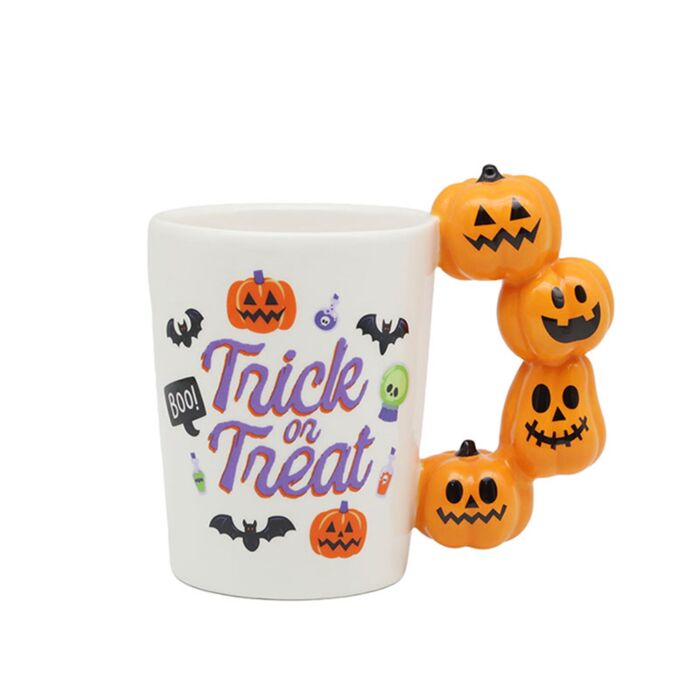 Spooky Trick or Treat Pumpkins Shaped Handle Mug