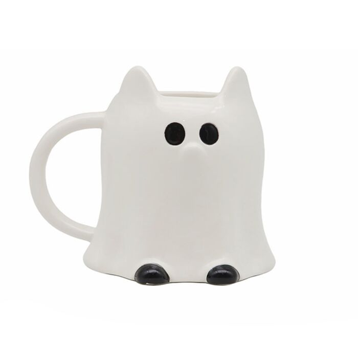 Spooky Cat Ghost Ceramic Shaped Mug