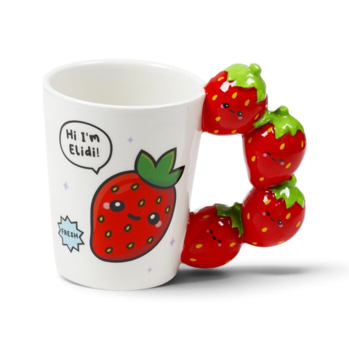 Foodiemals Strawberry Ceramic Shaped Handle Mug