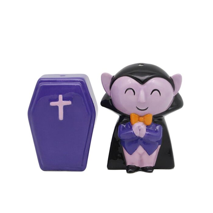Spooky Dracula & Coffin Ceramic Salt & Pepper Set