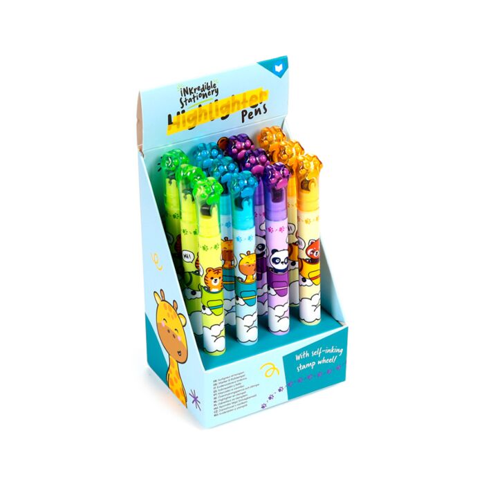 Adoramals Wild 2-in-1 Highlighter & Stamp Wheel Pen
