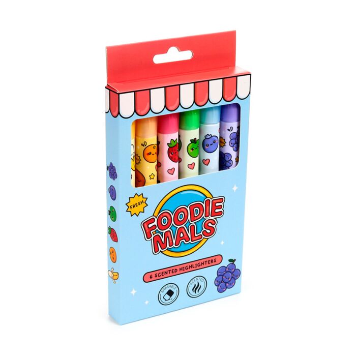 Foodiemals Fruit Erasable Highlighter Set of 6 with Scented Ink