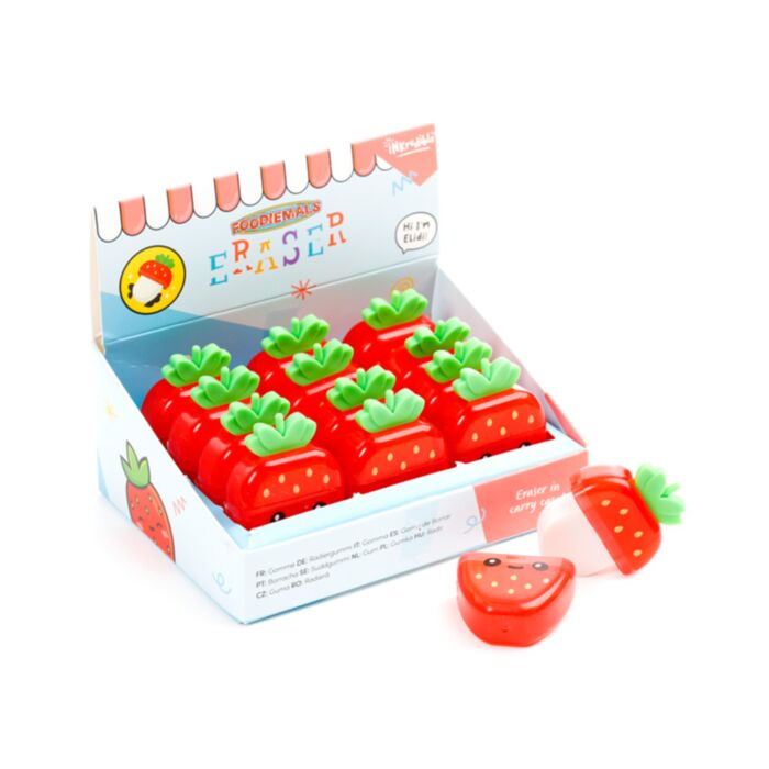 Foodiemals Strawberry Eraser in Shaped Holder