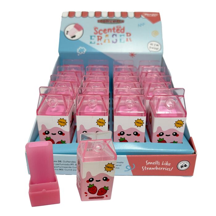 Foodiemals Strawberry Milk Carton Scented Shaped Eraser