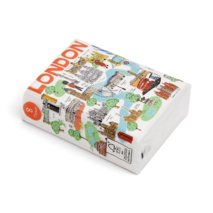 London Souvenir Landmarks Pack of 8 Pocket Tissues
