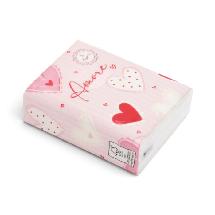 Amore Hearts Pack of 8 Pocket Tissues