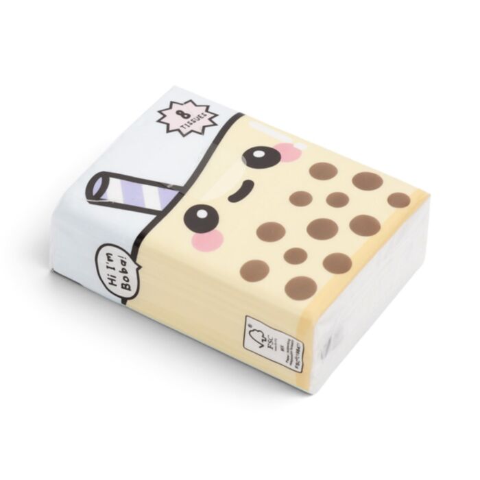 Foodiemals Bubble Tea Pack of 8 Pocket Tissues