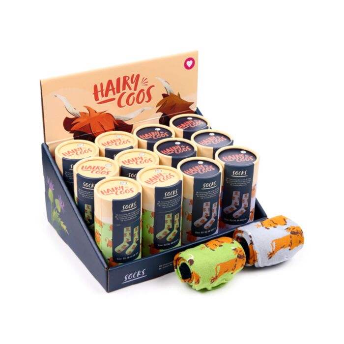 Hairy Coos Cow Highland Coo Socks in a Tube
