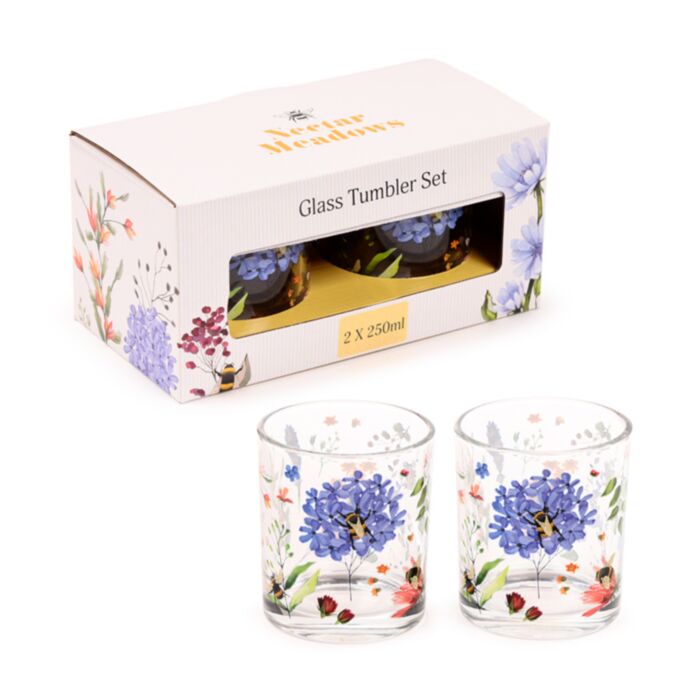 Nectar Meadows Set of 2 Glass Tumblers 250ml