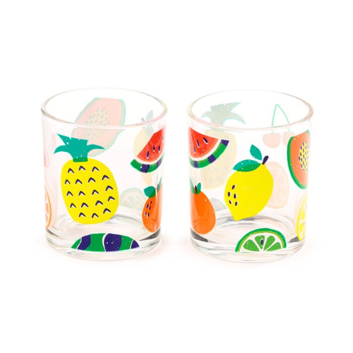 Summer Fruits Set of 2 Glass Tumblers 250ml