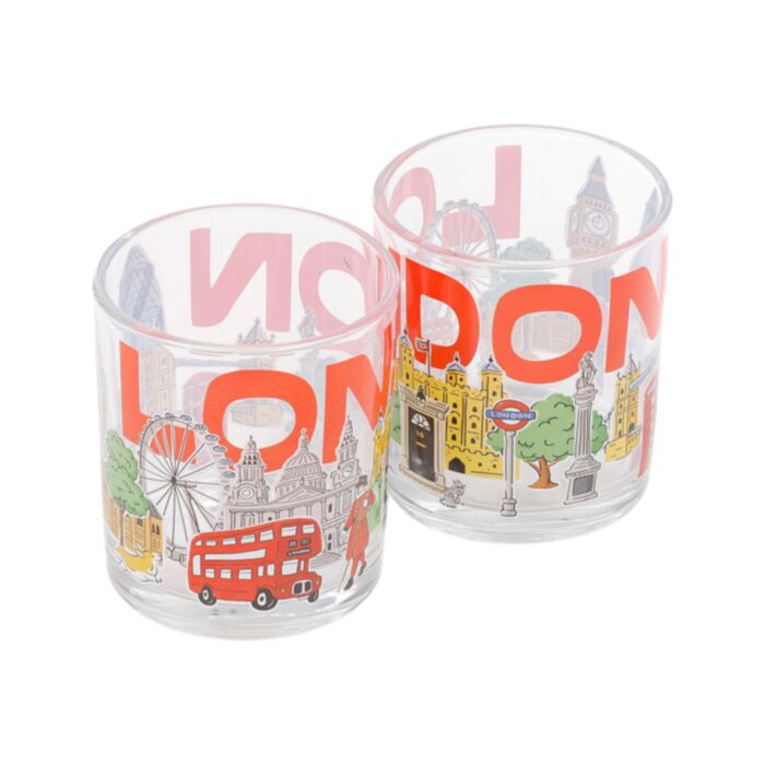 London Souvenir Set of 2 Glass Tumblers 250ml