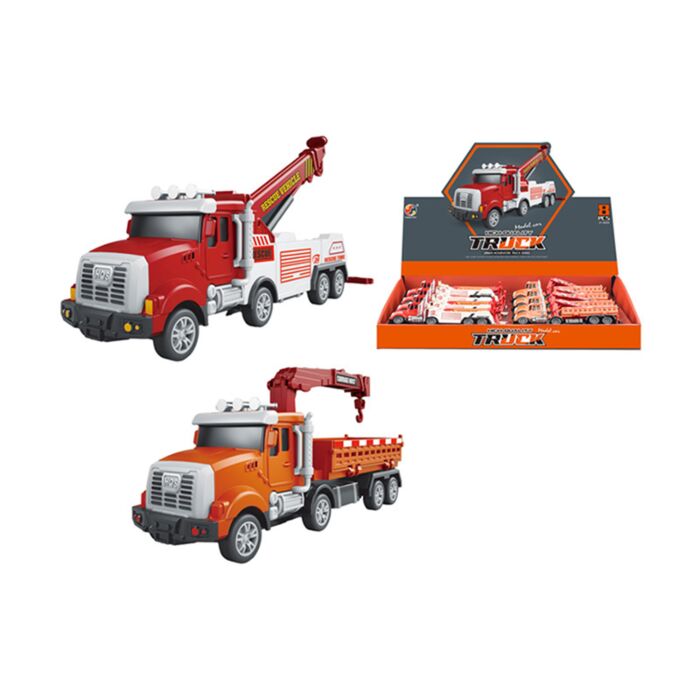 Construction Rescue Truck with Crane Friction Push/Pull Action Toy