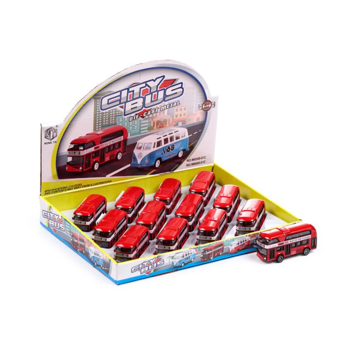 Red City Bus Pull Back Action Toy