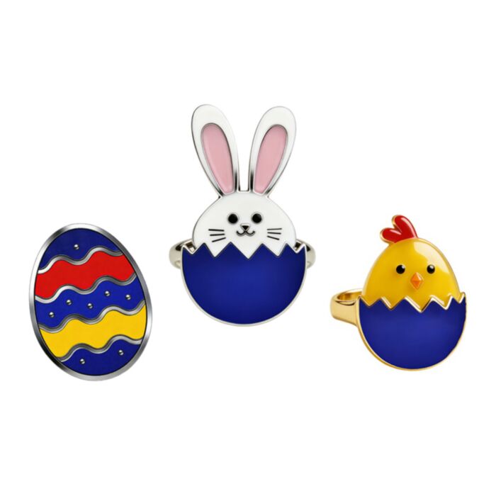 Springtime Egg, Chick & Bunny Rabbit Mood Ring