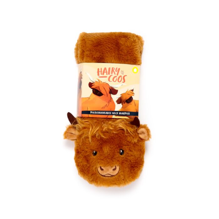 Highland Coo Cow Microwavable Plush Neck Warmer Lavender Heat Pack