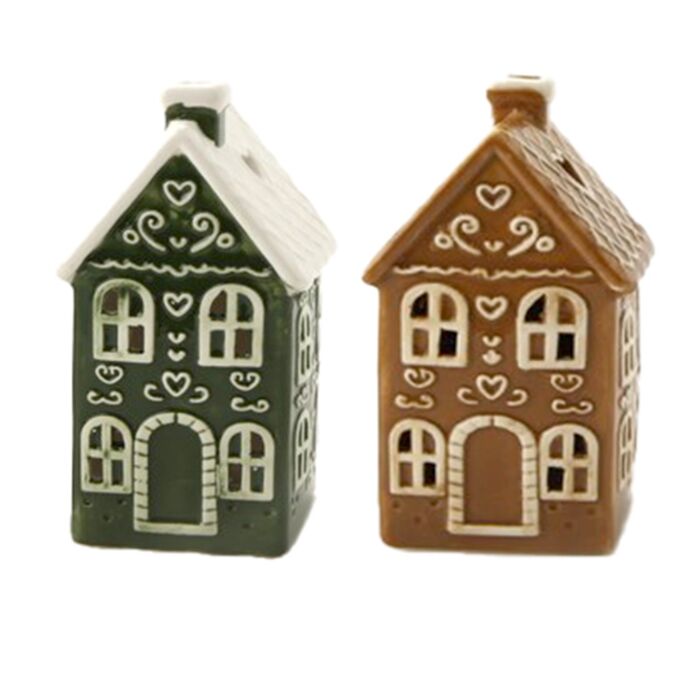 Christmas Gingerbread House Tea Light Candle Holder - Town House