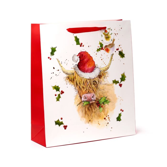 Jan Pashley Christmas Highland Coo Gift Bag Extra Large