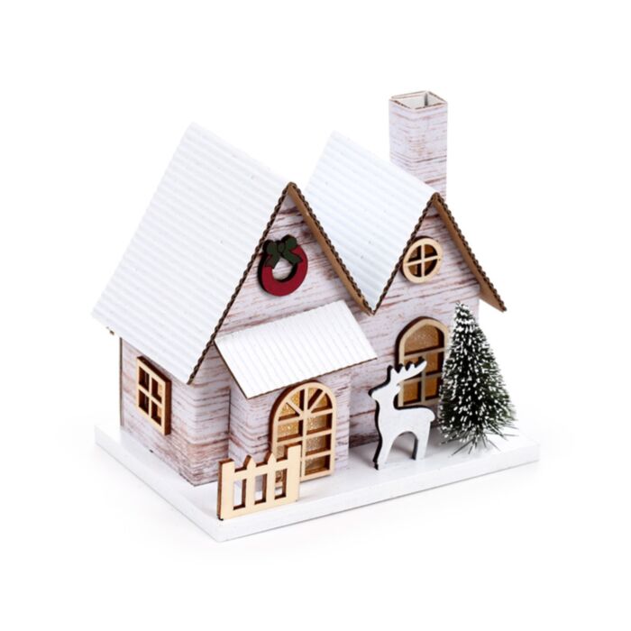 Silver Birch Double Fronted Christmas House LED Decoration