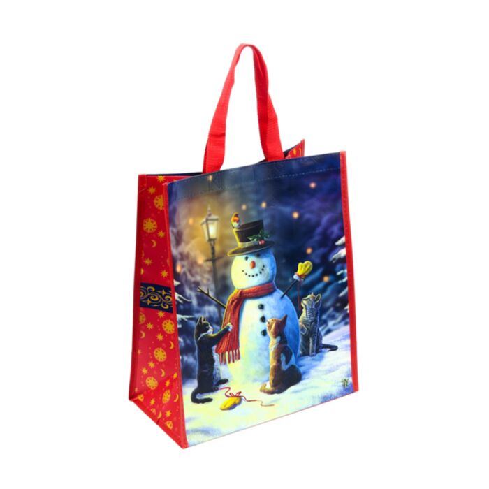 Lisa Parker Christmas Cats & Snowman Reusable Shopping Bag
