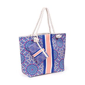 Blue Mandala Beach Bag & Mini Zip Up Pouch