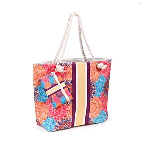 Multi Coloured Mandala Beach Bag & Mini Zip Up Pouch