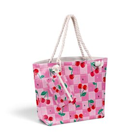 Cherry Beach Bag & Mini Zip Up Pouch