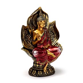 Red & Gold Thai Buddha Seated Lotus