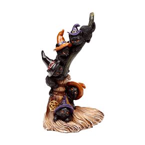 Witches Black Cat Climbing Broomstick