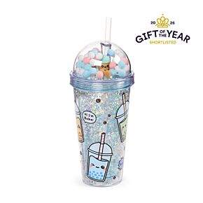 Foodiemals Bubble Tea Double Walled Cup & Straw with Charms