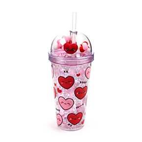 J'Adoramals Heart Double Walled Cup & Straw with Charms J'Adoramals Heart Double Walled Cup & Straw with Charms