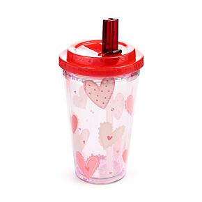 Shatterproof Amore Hearts Double Walled Cup & Straw Shatterproof Amore Hearts Double Walled Cup & Straw