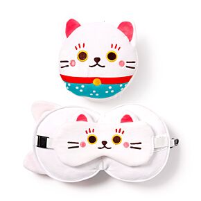 Relaxeazzz Maneki Neko Lucky Cat Plush Travel Pillow & Eye Mask Relaxeazzz Maneki Neko Lucky Cat Plush Travel Pillow & Eye Mask