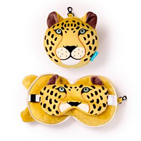 Relaxeazzz Leopard Plush Travel Pillow & Eye Mask